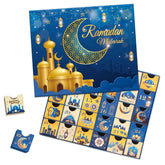 Ramdan Advent Calendar with Drawers, 30 Empty Boxes for 30 days, Eid Mubarak Coutdown Calendar Fillable Ramadan Gift Box, Islamic Art, Cardboard Number Storage Box, Ramadan Party Supplies - Blue